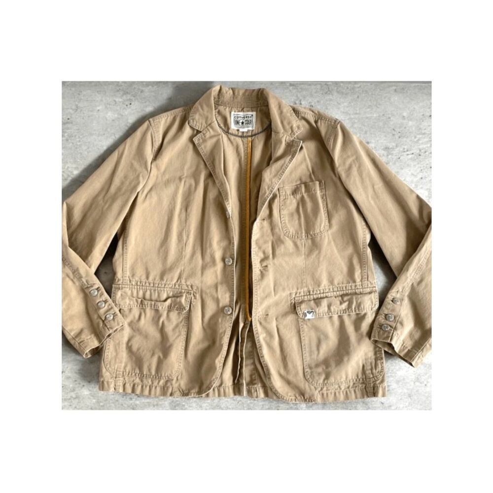 Converse One Star Gorgeous XL 100% Cotton Men Tactical Utility Tan Blazer Jacket